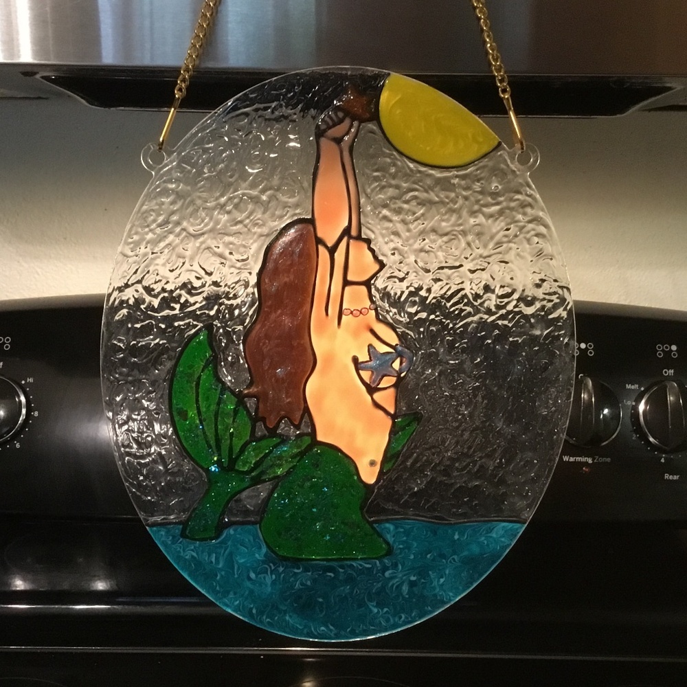 Mermaid Painted on 8 X 10 Acrylic Oval.